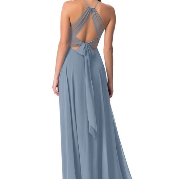 Azazie Evalleen Dusty Blue Bridesmaid Dress Size A12 - Picture 2 of 3